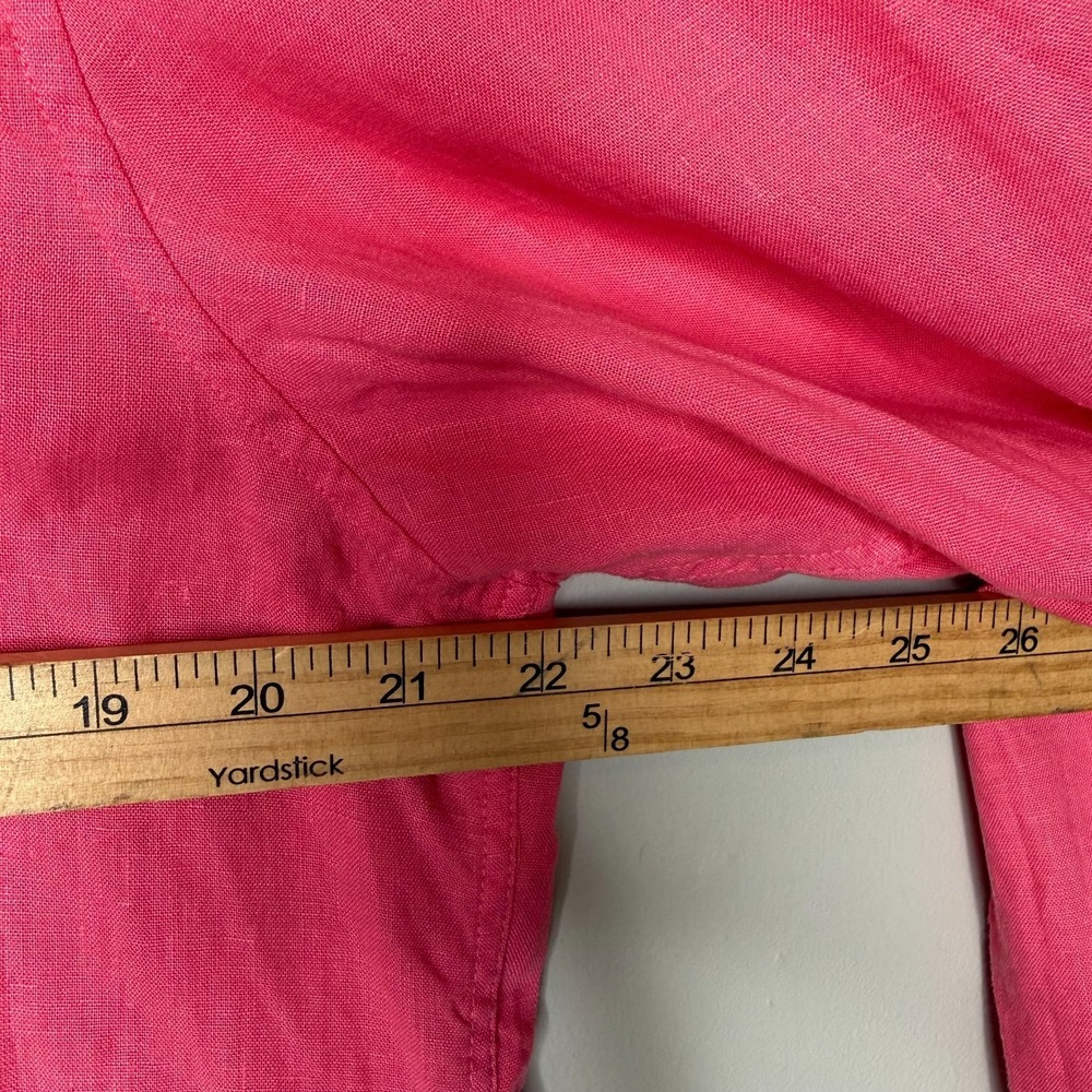 Boden 100% Linen Pink Button Front Shirt Womens Size 16 Long Sleeve - Picture 7 of 8